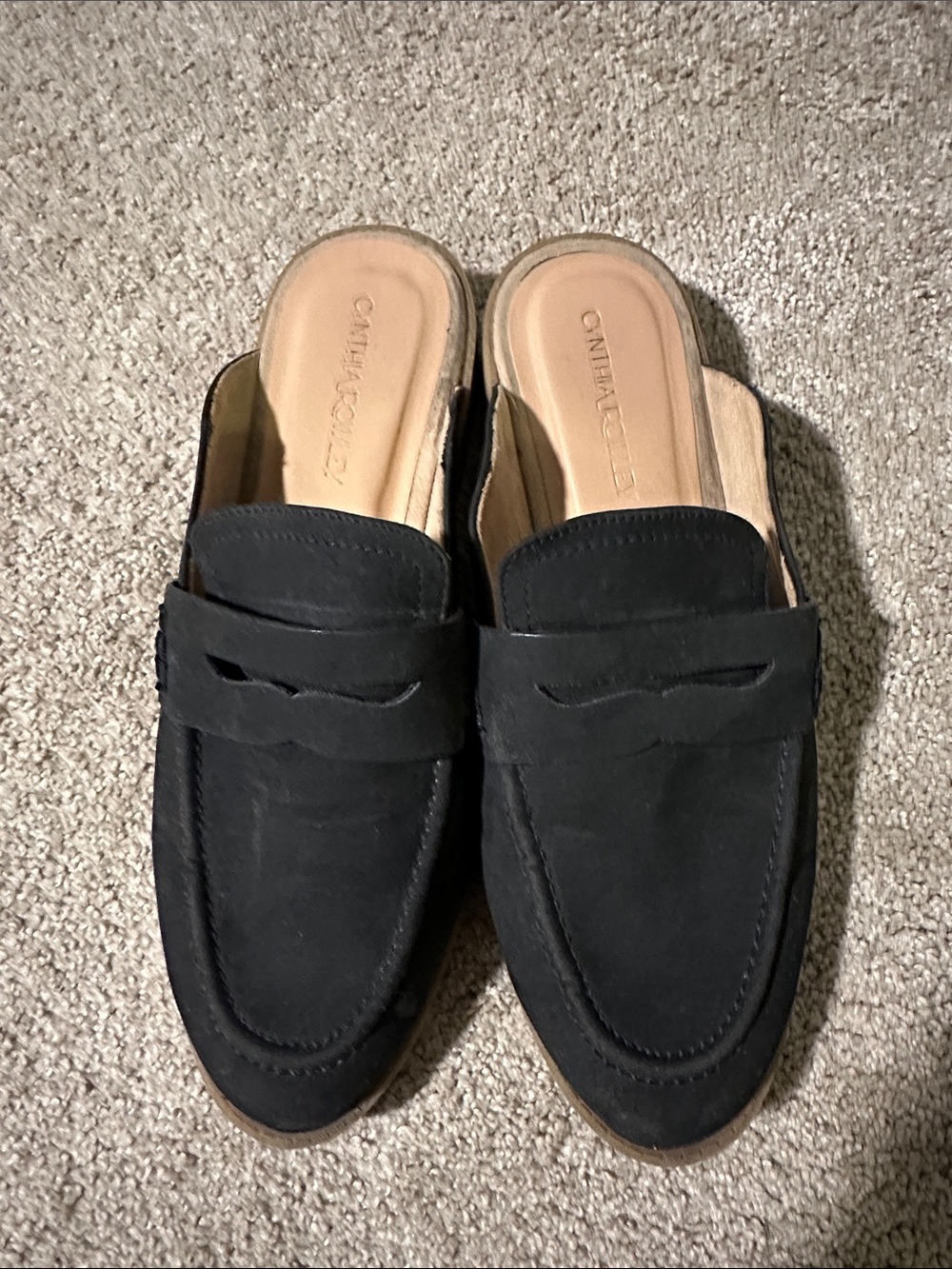Cynthia Rowley Black Suede Mule Loafers